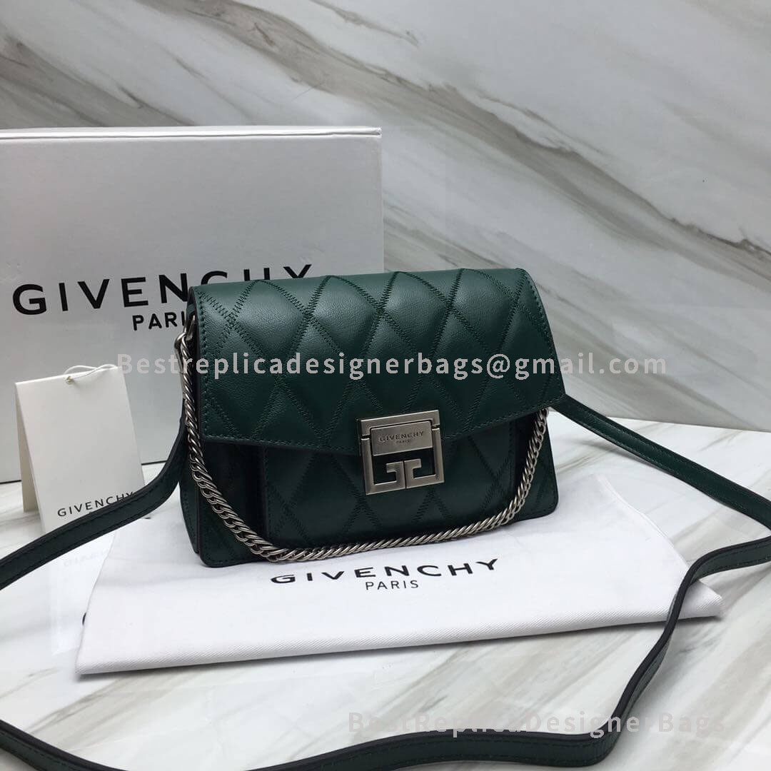 Givenchy Small GV3 Bag Green In Diamond Quilted Calfskin Leather SHW 29999-1